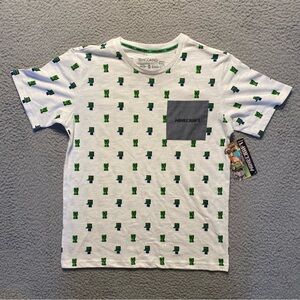 Minecraft "Mob Swarm" Gamer Creeper Pocket Logo Tee Shirt Short Sleeve Boys XXL